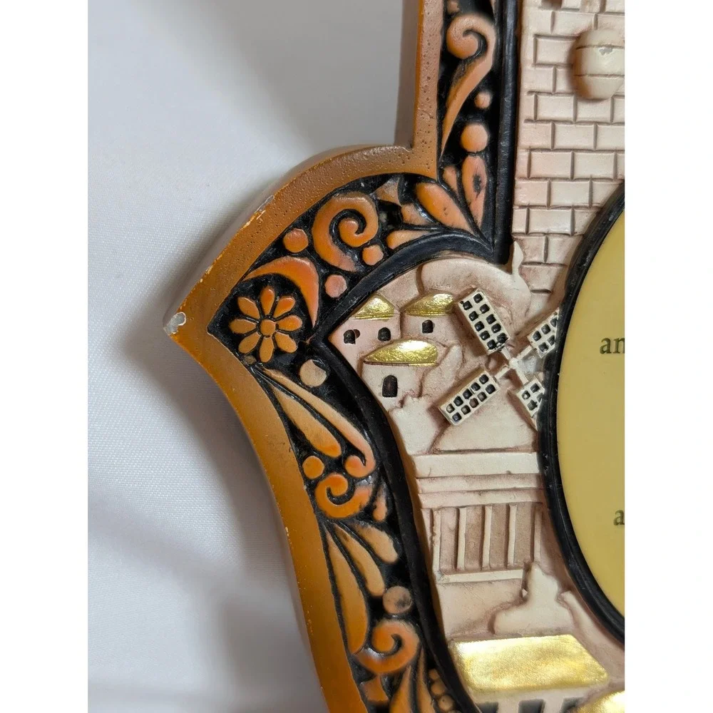 Arto Hamsa Hand Home Blessing Wall Hanging Plaque Jerusalem Relief Gold Accents
